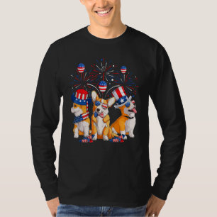 Corgi Firework Sunglasses America Dog 4th Of July  T-Shirt