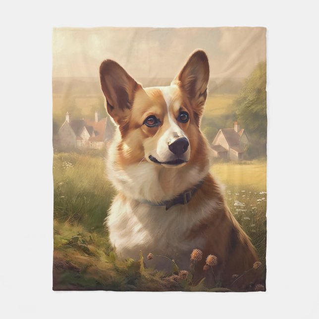 Corgi Fleece Blanket (Front)