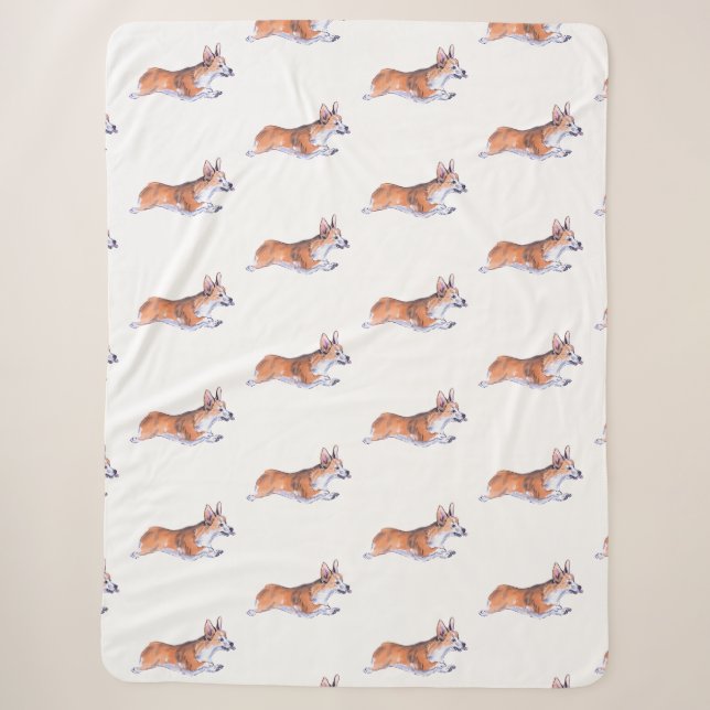 Corgi flight sumie pattern 2 sherpa blanket (Front)