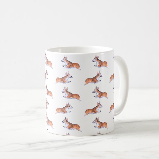 Corgi flight sumie pattern coffee mug (Front Right)