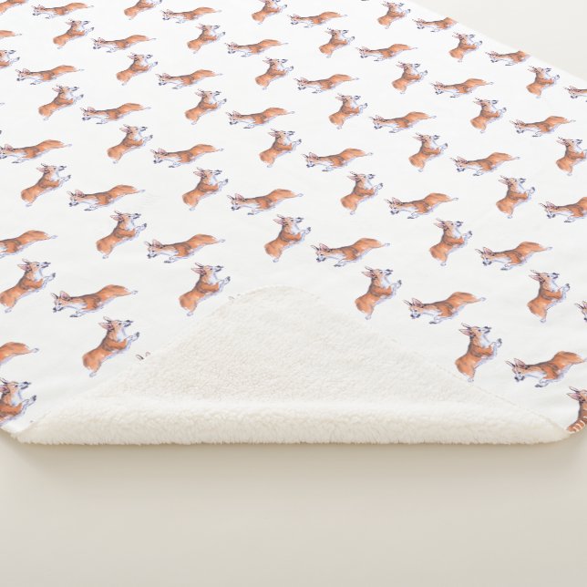Corgi flight sumie pattern sherpa blanket (3/4)