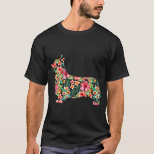 Corgi Flower Dog Silhouette Floral Women Men Prem T-Shirt