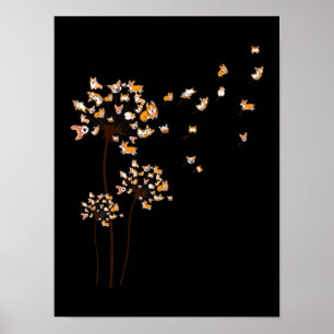 Corgi Flower Fly Dandelion Cute Dog Lover Poster
