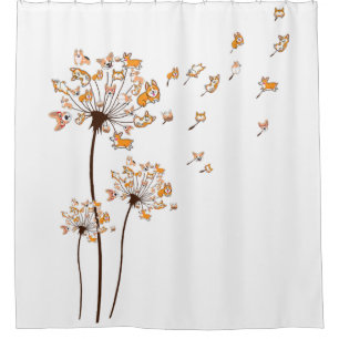 Corgi Flower Fly Dandelion Shirt Cute Dog Lover Shower Curtain