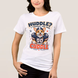 Corgi Football Huddle Cuddle Cartoon Tri-Blend Shirt