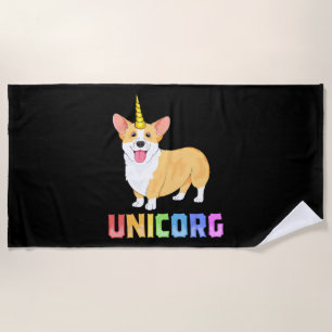 Corgi for Kids Girls Unicorg Unicorn Corgicorn Dog Beach Towel