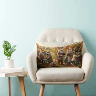 Corgi Forest Critter Fall Harvest Fantasy Lumbar Cushion