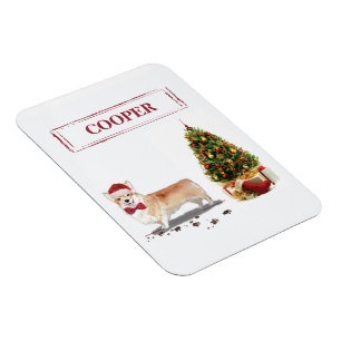 Corgi Funny Christmas Dog with Tree Magnet