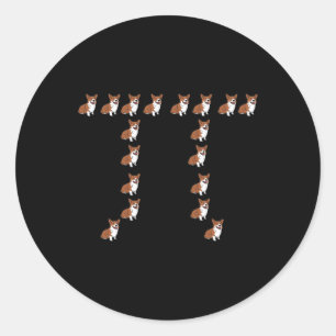 Corgi - Funny Dog Lover Pi Day Math Geek Gifts Classic Round Sticker