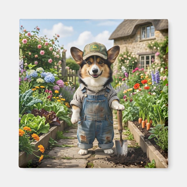 Corgi Gardener Magnet (Front)