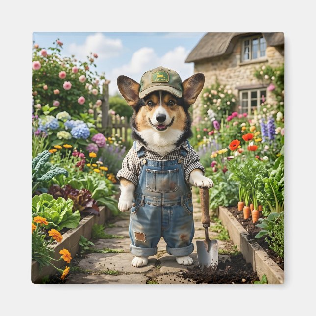 Corgi Gardener Magnet (Front)
