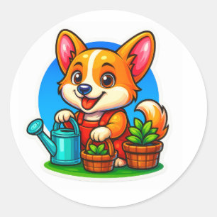 Corgi Gardening Sticker