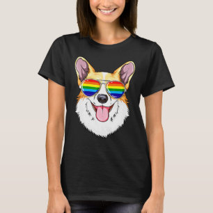 Corgi Gay Pride Flag Lgbt Rainbow Sunglasses Corgi T-Shirt