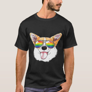 Corgi Gay Pride Flag Sunglasses Lgbt T Dog Puppy T-Shirt