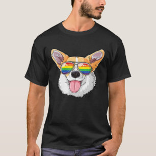 Corgi Gay Pride LGBT Rainbow Flag Sunglasses LGBTQ T-Shirt