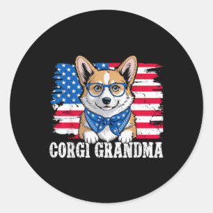 Corgi Grandma Usa Patriotic Dog Lover 4th Of July Classic Round Sticker