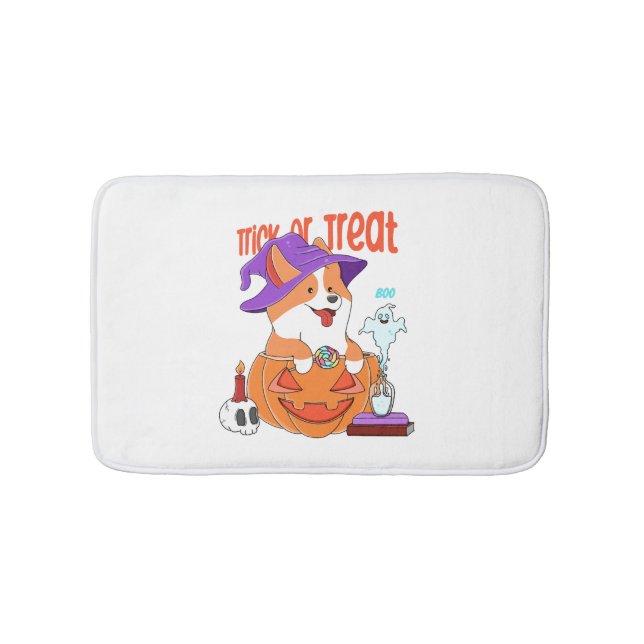 Corgi Halloween Bath Mat (Front)