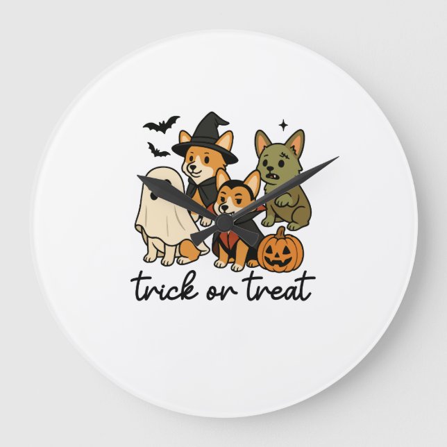 corgi halloween costume  large clock (Front)