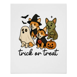 corgi halloween costume poster