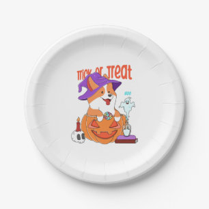 Corgi Halloween Paper Plate