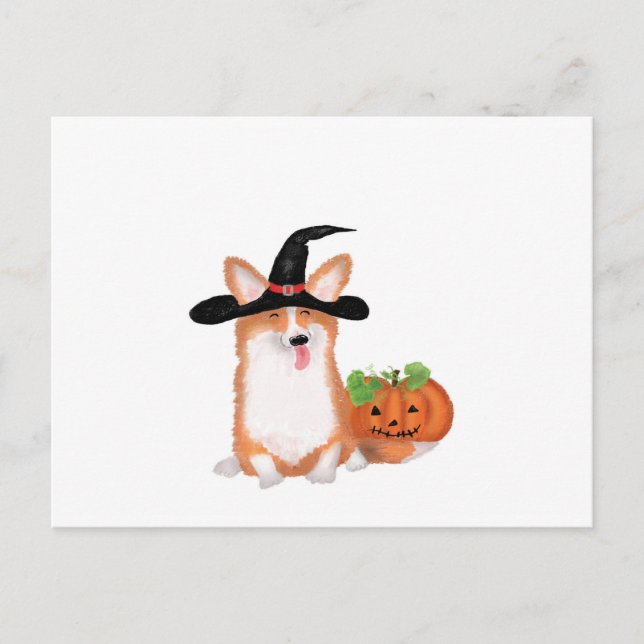 Corgi Halloween postcard (Front)
