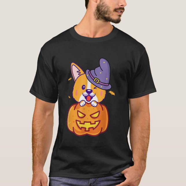 Corgi Halloween Pumpkin Costume For Women Men Kids T-Shirt (Front)