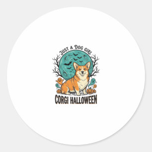 Corgi Halloween Shirt for Dog Loving Girls_1 Classic Round Sticker