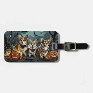Corgi Halloween Spooky Luggage Tag