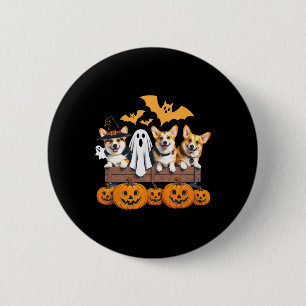 Corgi Halloween Trio Funny Spooky Dog Lover Outfit 6 Cm Round Badge