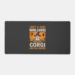 Corgi Halloween Witch Girl Vintage Horror Desk Mat