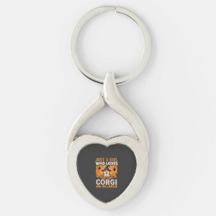 Corgi Halloween Witch Girl Vintage Horror Key Ring