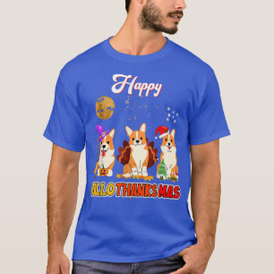 Corgi Happy Hallothanksmas Halloween Thanksgiving  T-Shirt