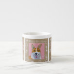 Corgi Happy Hanukkah Espresso Cup<br><div class="desc">Oil painting of a Corgi dog with pink background and text.</div>