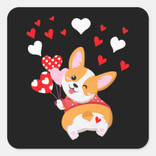 Corgi Heart ,Guess What Corgi Butt Square Sticker