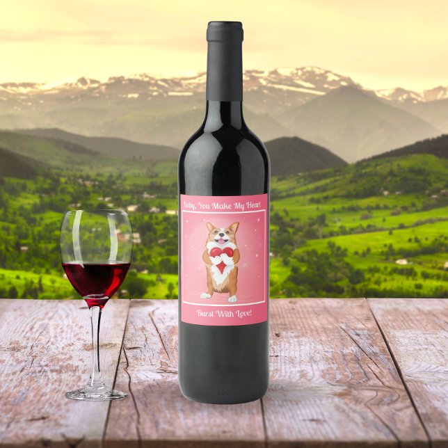 Corgi Holding A Heart Label (Creator Uploaded)