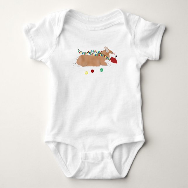 Corgi Holiday Baby Bodysuit (Front)