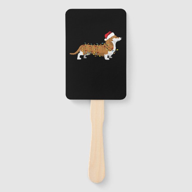 Corgi Holiday Christmas Light Essential T-Shirt Hand Fan (Front)