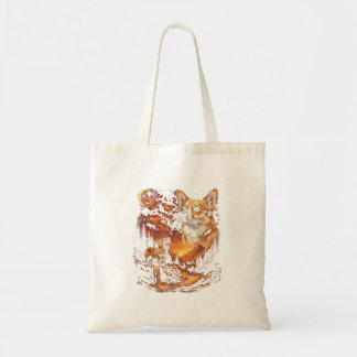 Corgi Howling To The Moon Vintage 90s Funny Dog Tote Bag