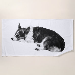 Corgi Hushed Line Beach Towel