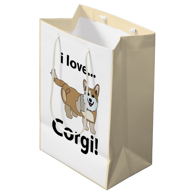 Corgi I Love Corgi  Medium Gift Bag (Front Angled)