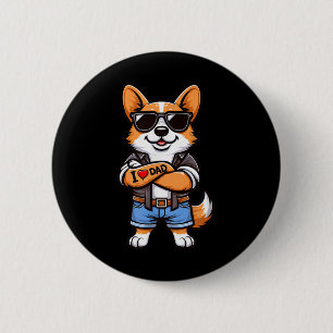 Corgi I Love Dad Funny Dog Tattoo  6 Cm Round Badge
