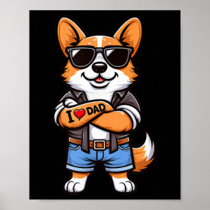 Corgi I Love Dad Funny Dog Tattoo  Poster