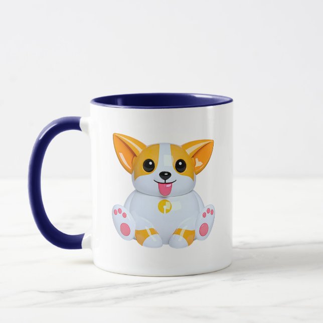 Corgi Illustration Cute Glossy Orange Mug (Left)