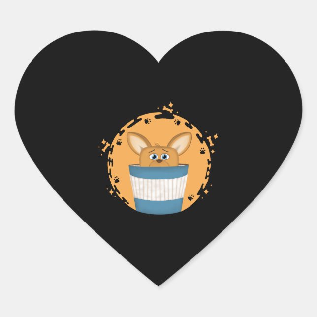 corgi in a coffee mug heart sticker (Front)