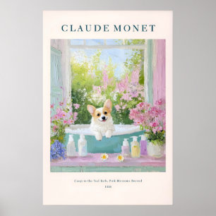 Corgi in Bathtub Art Print Cottagecore French