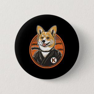 Corgi In Jiu Jitsu Gi Bjj Life Karate Taekwondo Co 6 Cm Round Badge