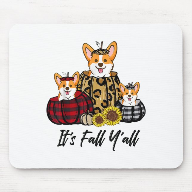 Corgi In Leopard Pumpkin Autumn Thanksgiving  Mouse Pad (Front)
