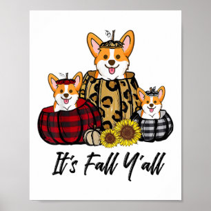 Corgi In Leopard Pumpkin Autumn Thanksgiving Poster
