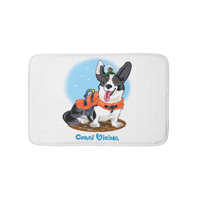 Corgi in lifevest Pet mat / bath mat (Front)