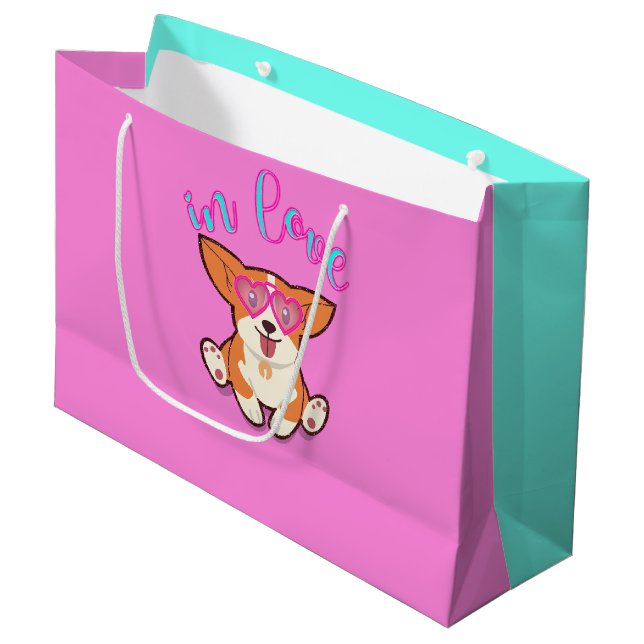 corgi in love large gift bag (Front Angled)